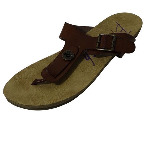 Blowfish Malibu Faux Leather Thong Sandals Brown Women Size 6.5 Slip-on - Picture 2 of 5